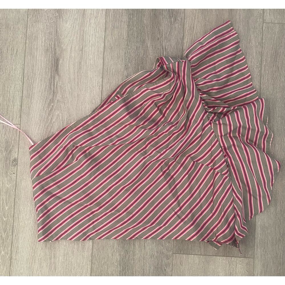 NWT Maeve by Anthropologie Striped Pink Combo One Shoulder Top Size X-Large